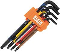 Image of Klein Tools' BLS9 9-Piece Color-Coded Extra-Long L-Style Hex Key Caddy Set